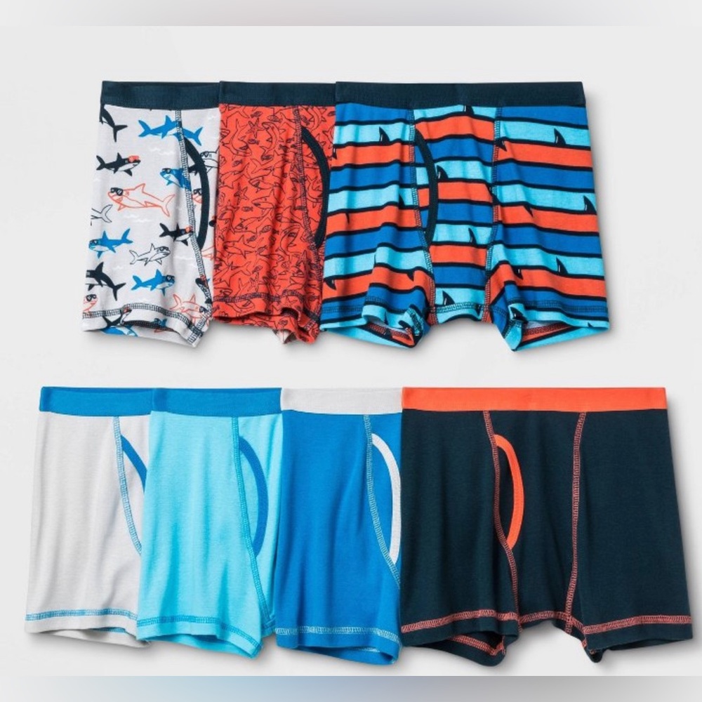 Cat & Jack Boys Shark Variety Pack 7  Tag-less Boxer Briefs XL(16)